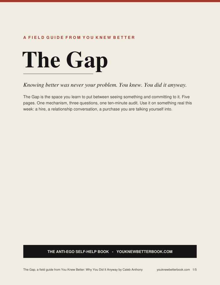 The Gap field guide, first page